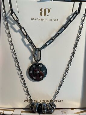 Bomb Party Luxe Layers hematite necklace set